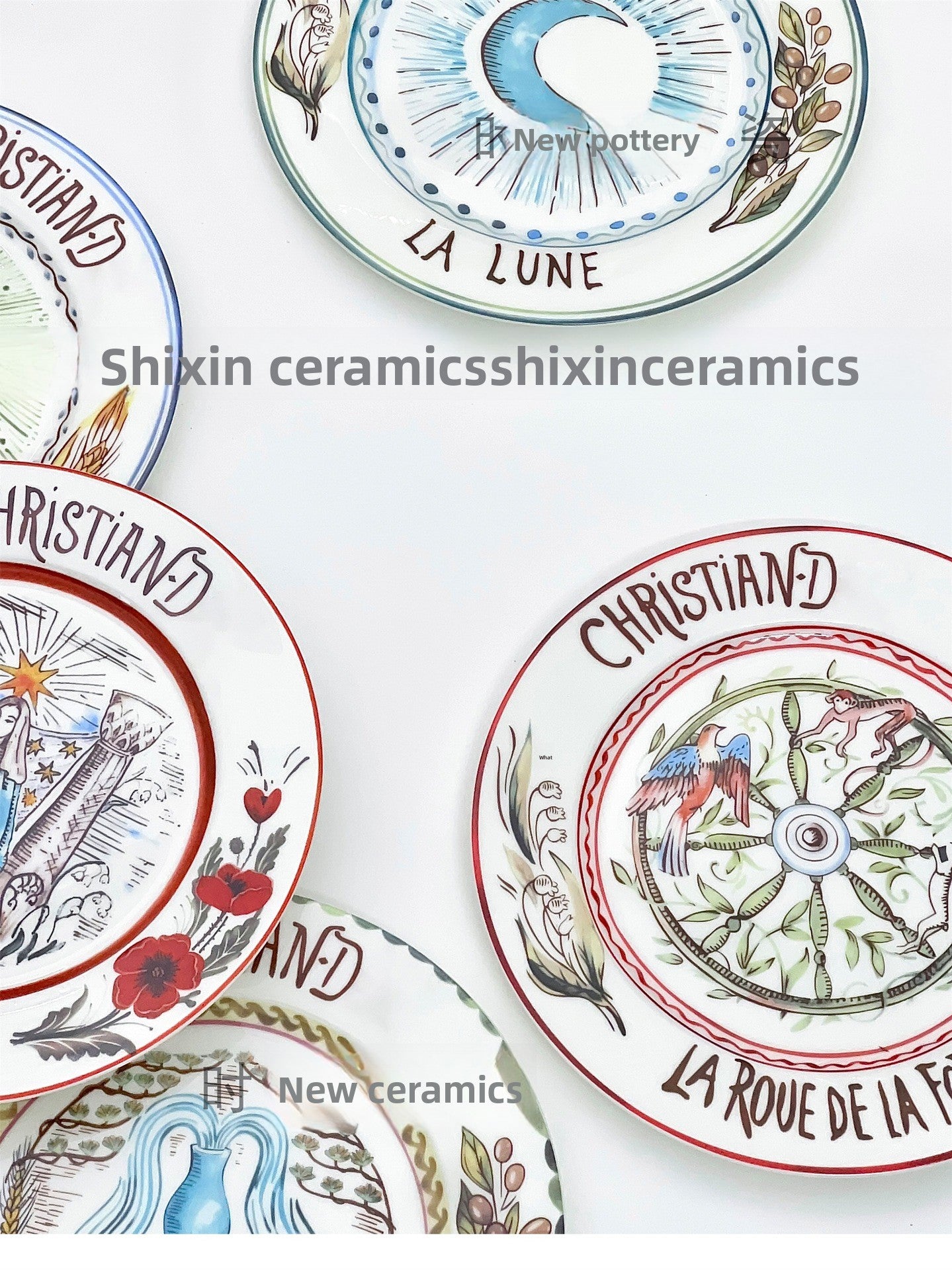 D Family Tableware Tarot Series Ceramic Plates Bone China Creative Gift Internet Celebrity Plates Steak Plates Set