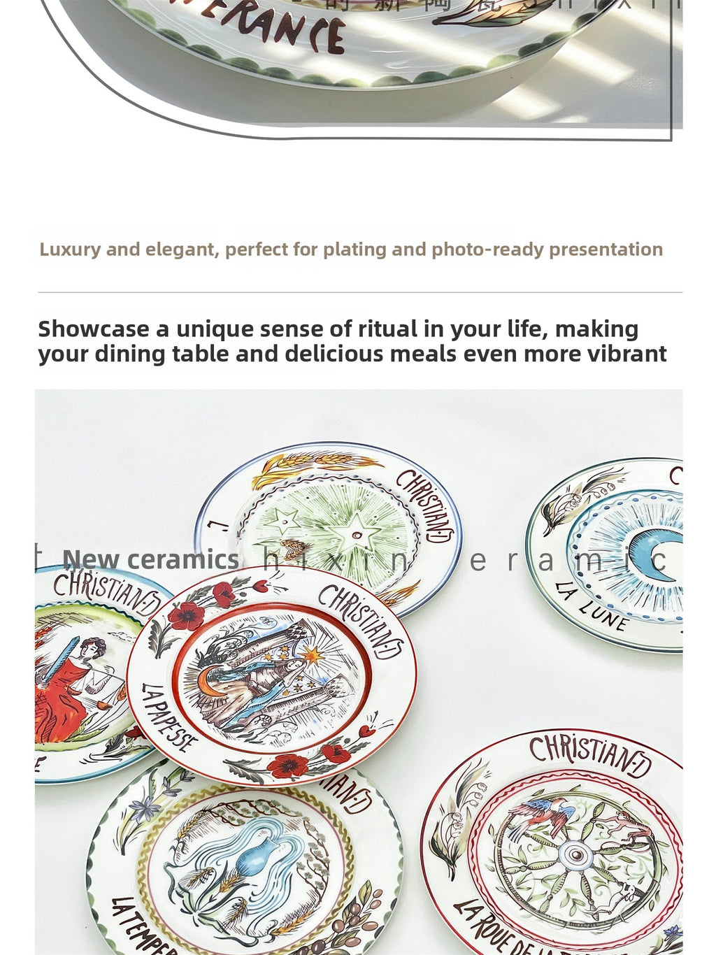 D Family Tableware Tarot Series Ceramic Plates Bone China Creative Gift Internet Celebrity Plates Steak Plates Set