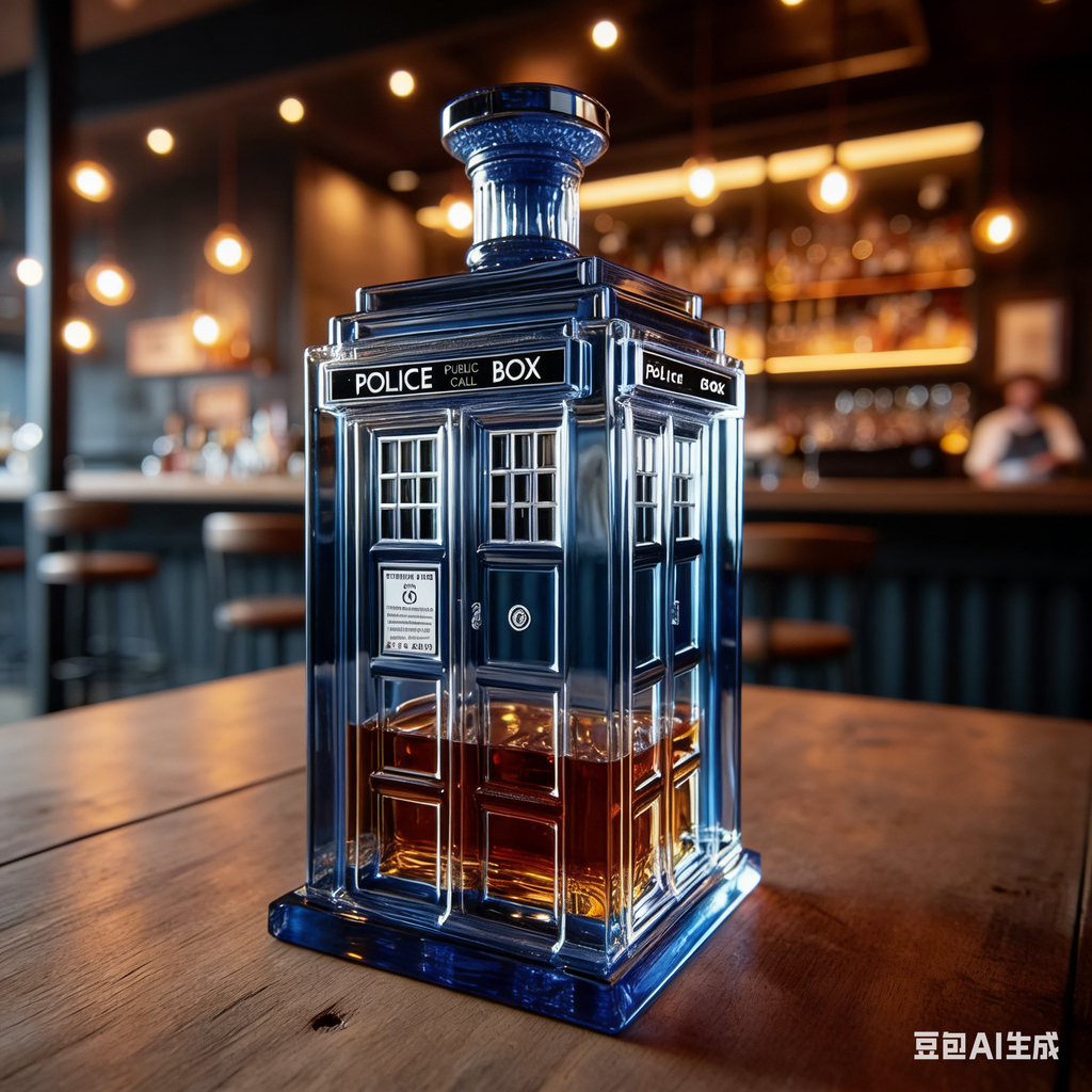 500ml TARDIS Shaped Whiskey Bottle - Dr Who Barware, Unique Sci-Fi Whiskey Gift for Fans, Stylish Blue Glass Liquor Container for Home Bars