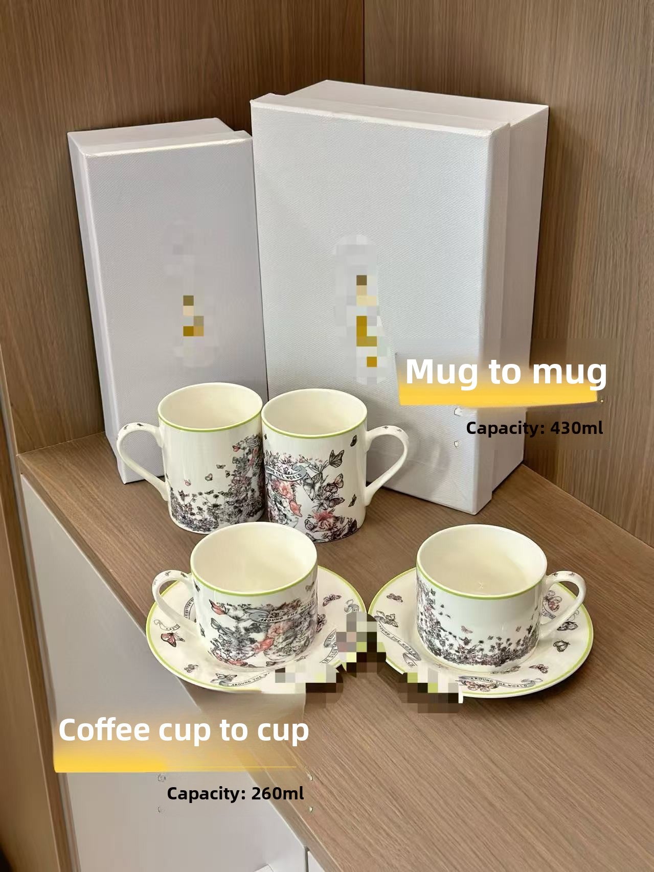 D Family Series Coffee Cup Saucer Mug Pairing Cup Elegant Butterfly Spirit Butterfly and Blossoms Interwoven