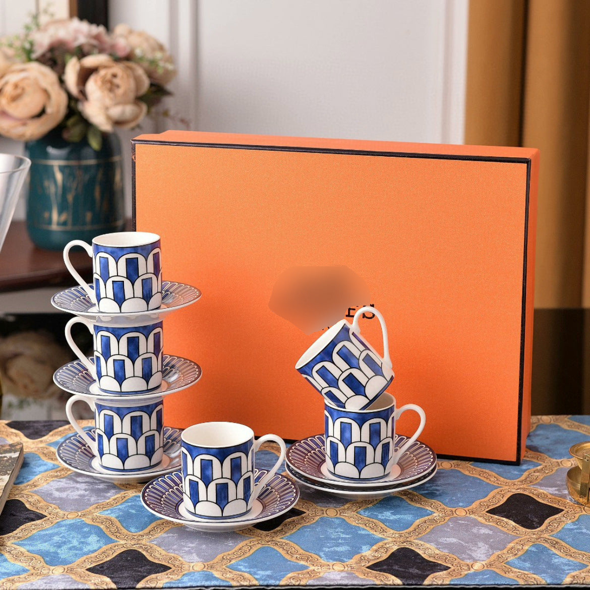 H Home Concentrated Cup and Saucer Set 612 Pieces Personalized Simple Household Afternoon Tea Coffee Cup Gift Box Set