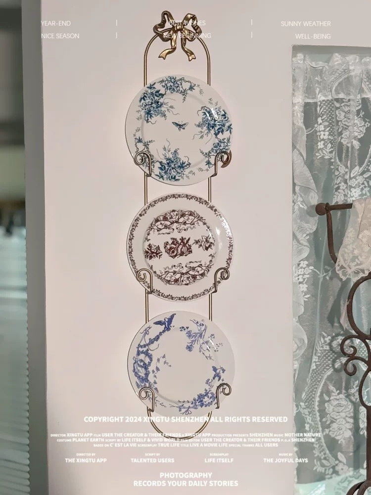 D Brand High-End Exquisite Bone China Western Plate Sun Moon Stars 10inch Flat Plate Gift Box Set of 4 Ceramic Plates