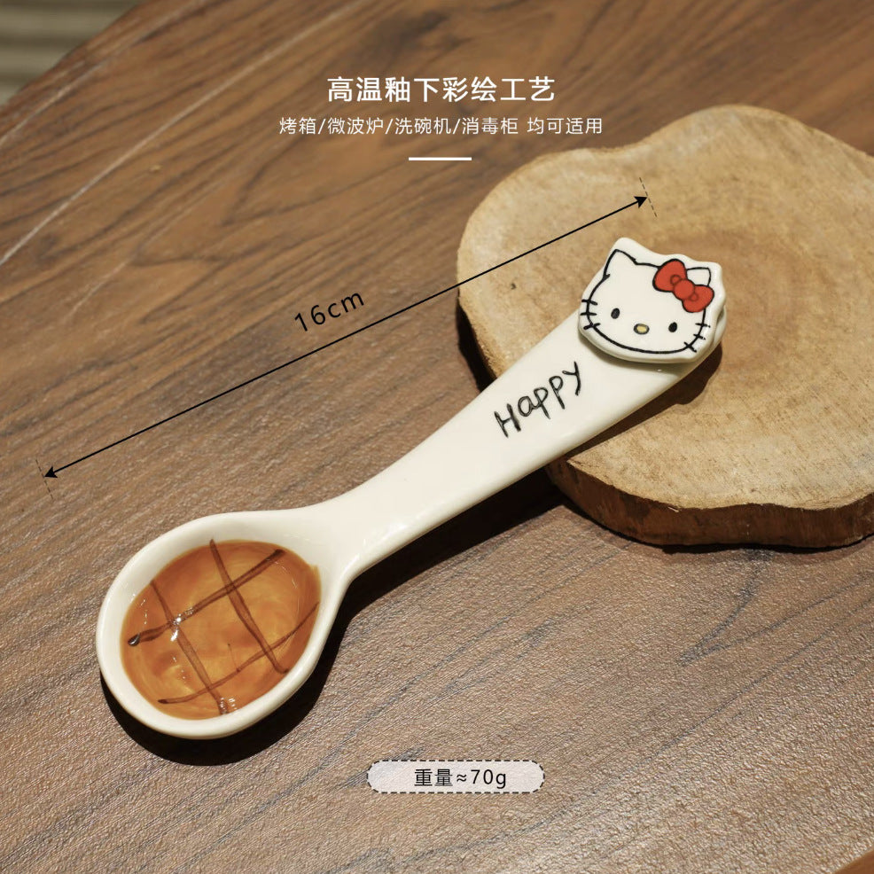 KT Plate Ceramic Tableware Hand-painted Underglaze Dinner Plate Rice Bowl Serving Plate Coffee Cup