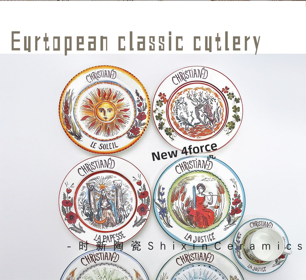 D Family Tableware Tarot Series Ceramic Plates Bone China Creative Gift Internet Celebrity Plates Steak Plates Set