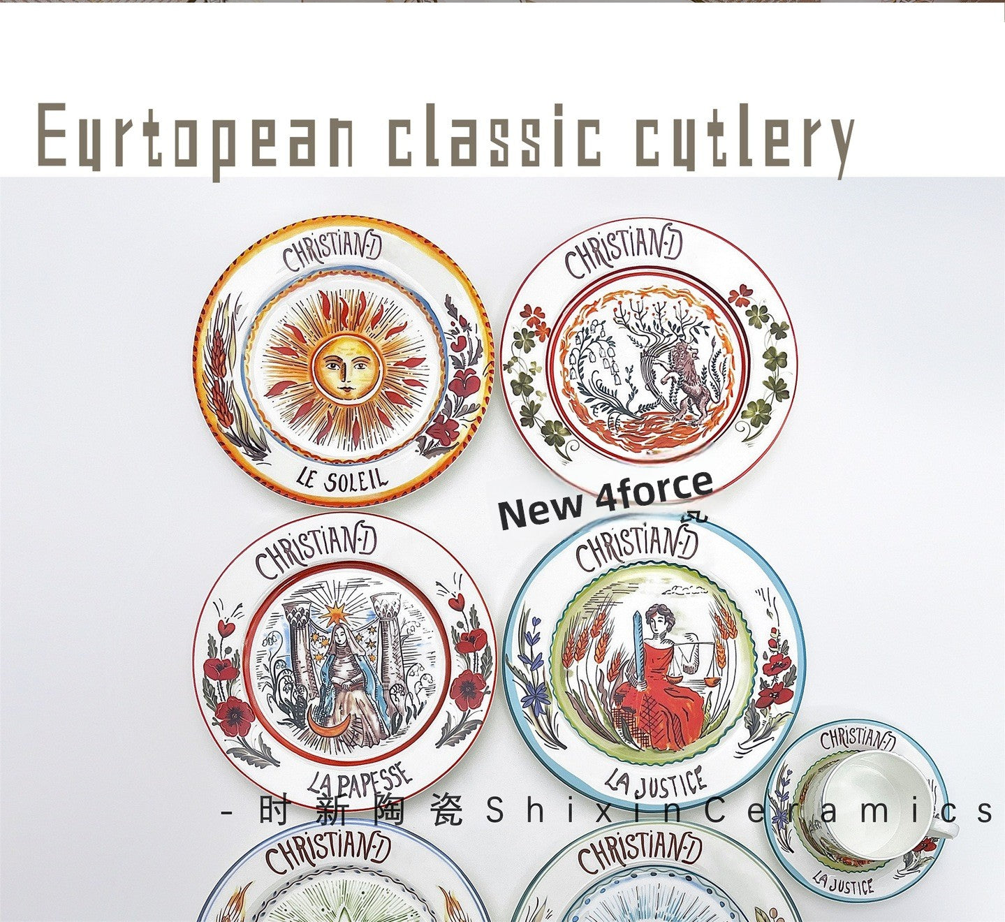 D Family Tableware Tarot Series Ceramic Plates Bone China Creative Gift Internet Celebrity Plates Steak Plates Set