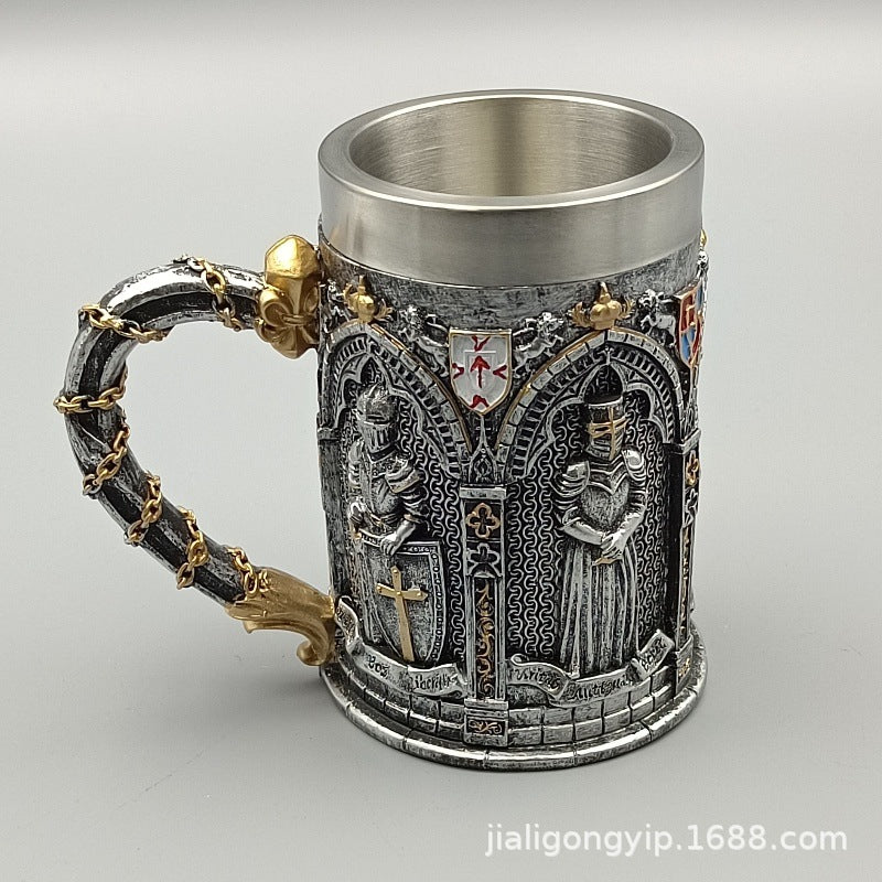 Creative Personality British David Soldier Beer Mug Creative Handmade Armor Soldier Stainless Steel Beer Mug Bar Water Cup