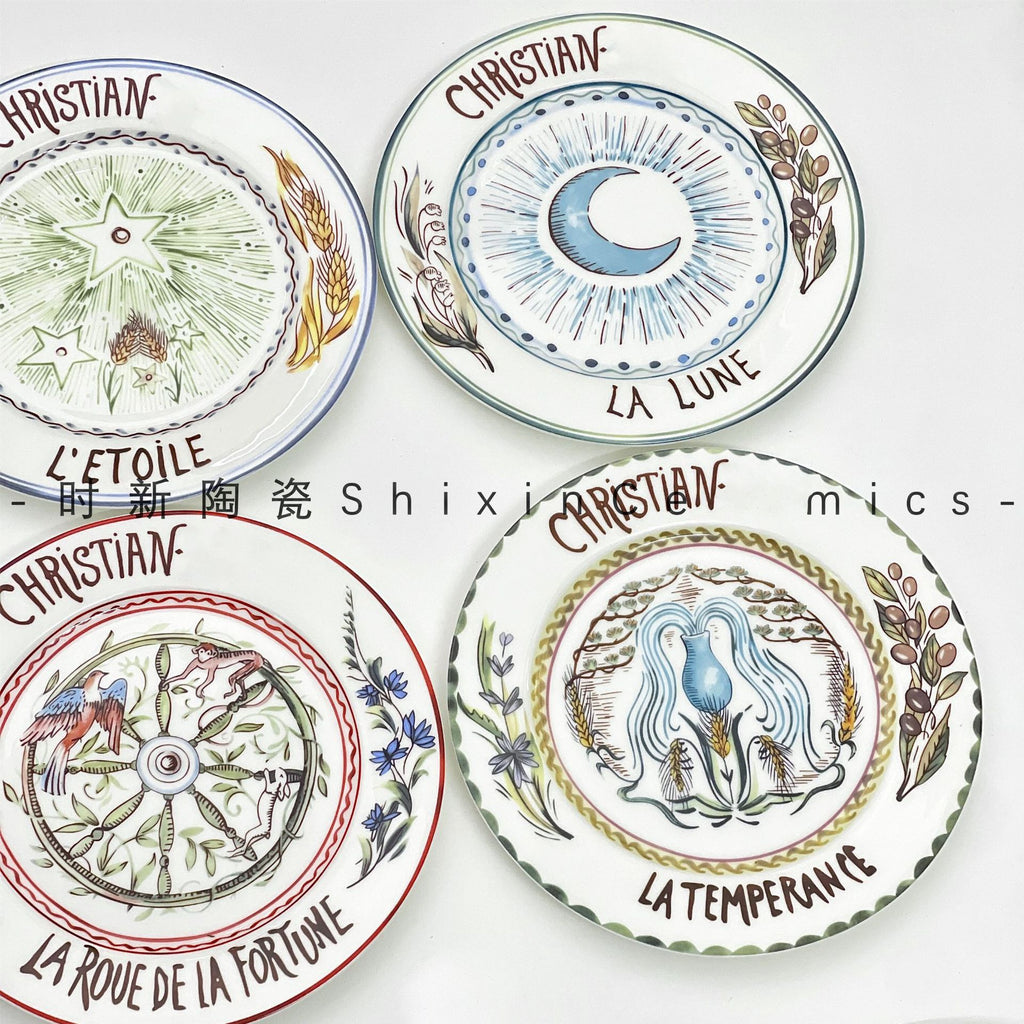 D Family Tableware Tarot Series Ceramic Plates Bone China Creative Gift Internet Celebrity Plates Steak Plates Set