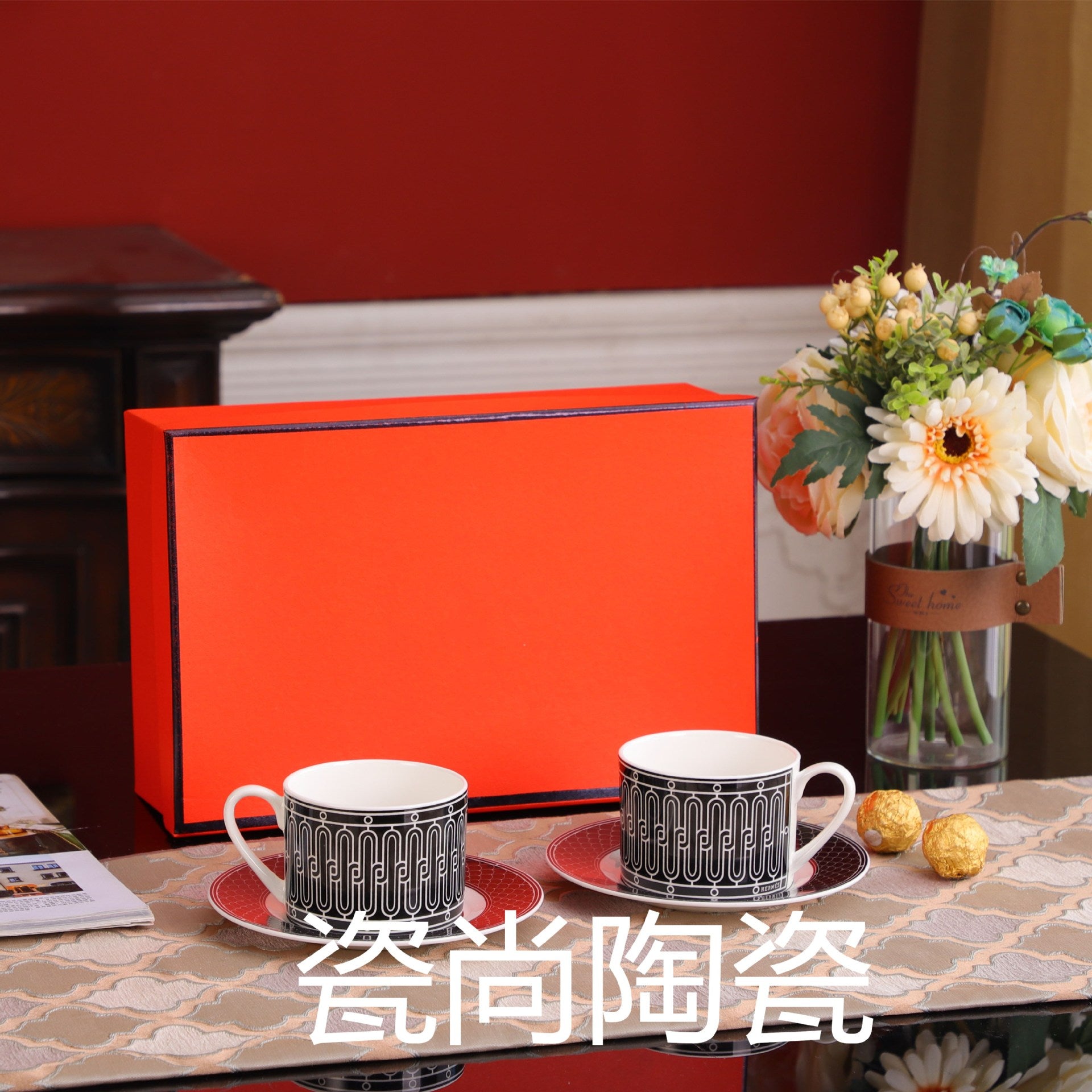 Bone China Coffee Cup and Saucer H Home Set Creative Tea Cup with Saucer